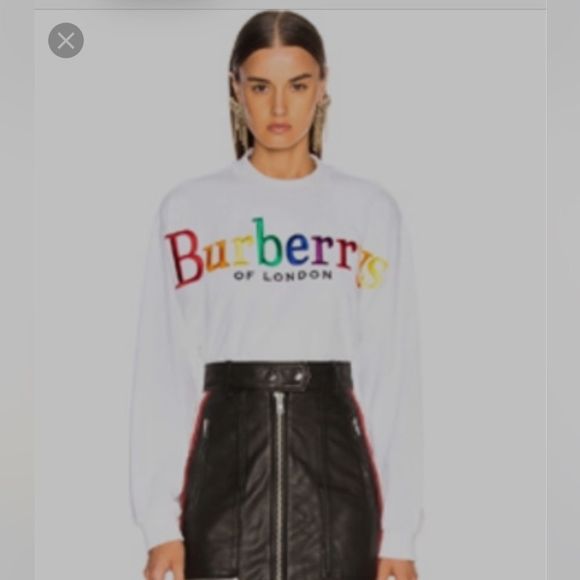 Burberry Tops - Burberry White Sweatshirt with Multicolor Logo